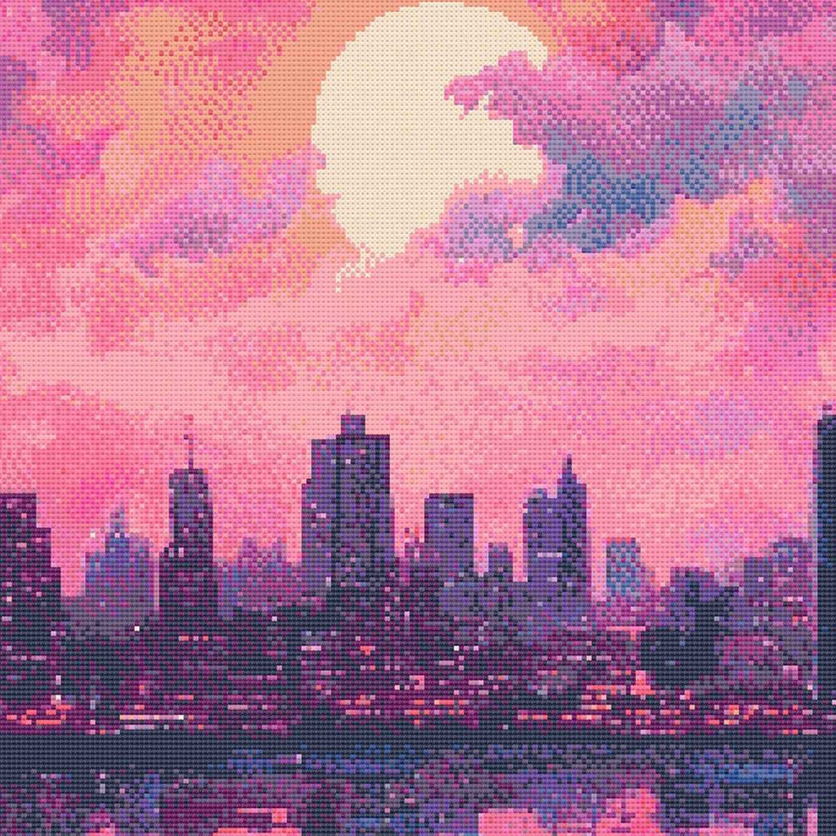 Sailor Moon inspired Tokyo Cross Stitch Pattern | 90s Anime Japan Cross Stitch Chart Download | Aesthetic Cross Stitch | Cross Stitch PDF