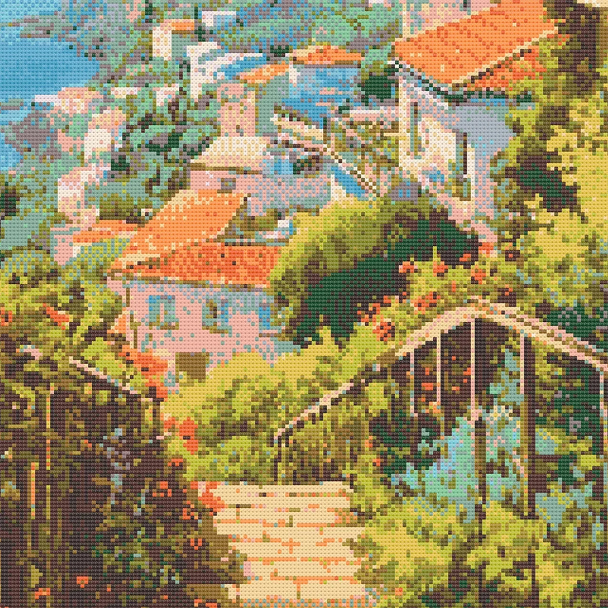 Amalfi Coast Italy Cross Stitch Pattern | Italian Landscape Counted Cross Stitch Chart | Mediterranean Crossstitch PDF Download