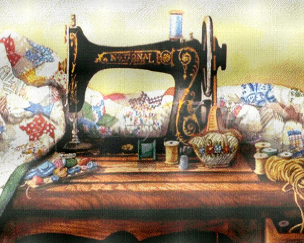 Vintage sewing machine #2, Counted Cross Stitch Pattern, Digital Pattern, Sewing room Pattern, Hand Embroidery, Needlepoint chart