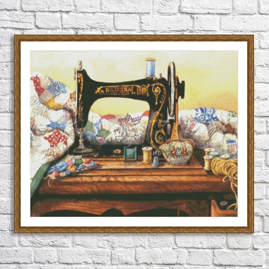 Vintage sewing machine #2, Counted Cross Stitch Pattern, Digital Pattern, Sewing room Pattern, Hand Embroidery, Needlepoint chart