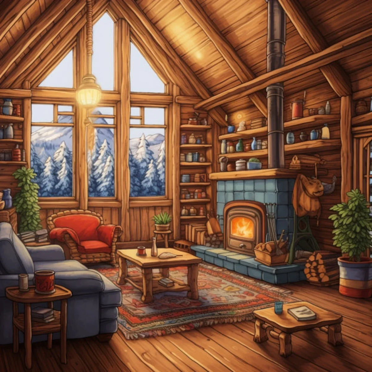 Cross Stitch Pattern Cozy Cabin Full Coverage