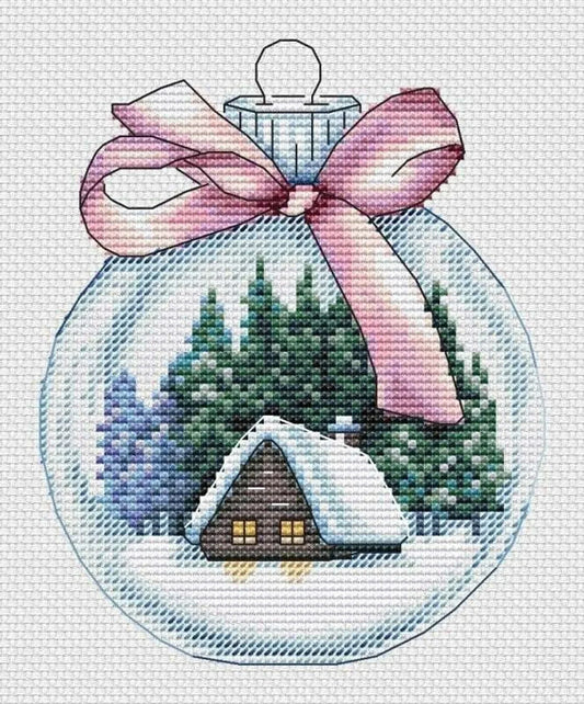 Winter landscape cross stitch pattern, new year tree toy cross stitch, christmas cross stitch, snow cross stitch, new year cross stitch