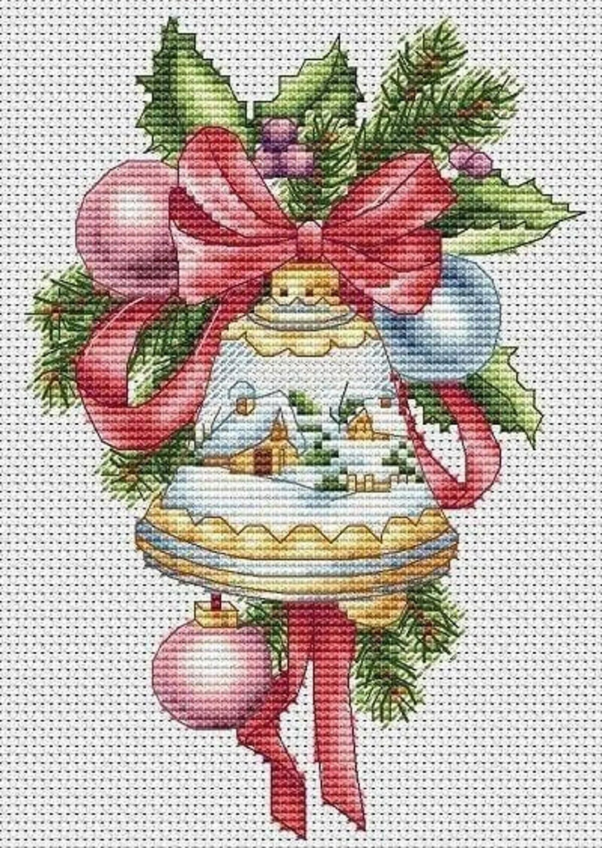 Christmas cross stitch pattern, christmas bell cross stitch, new year toy cross stitch, christmas tree toy cross stitch, new year bell