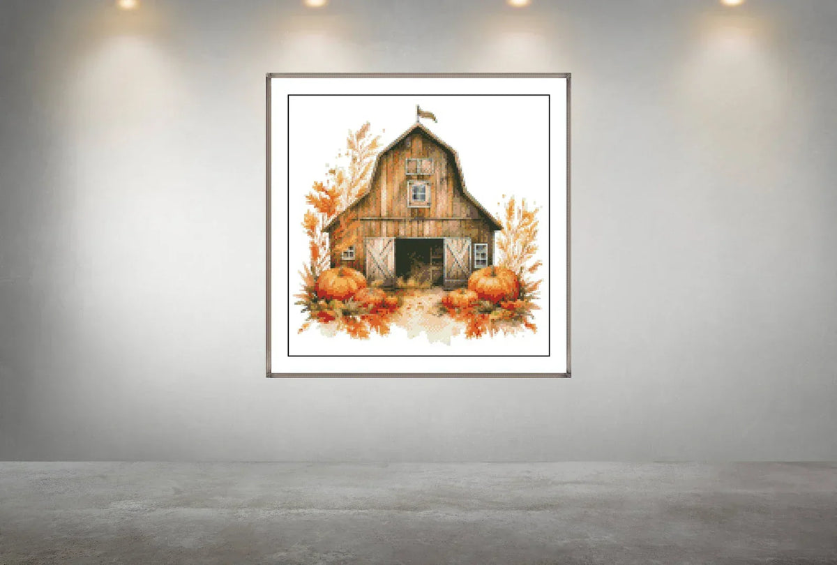 Watercolor Cross Stitch Pattern,Autumn Farm Barn,Pattern Keeper,xstitch,Embroidery,PDF,Instant Download