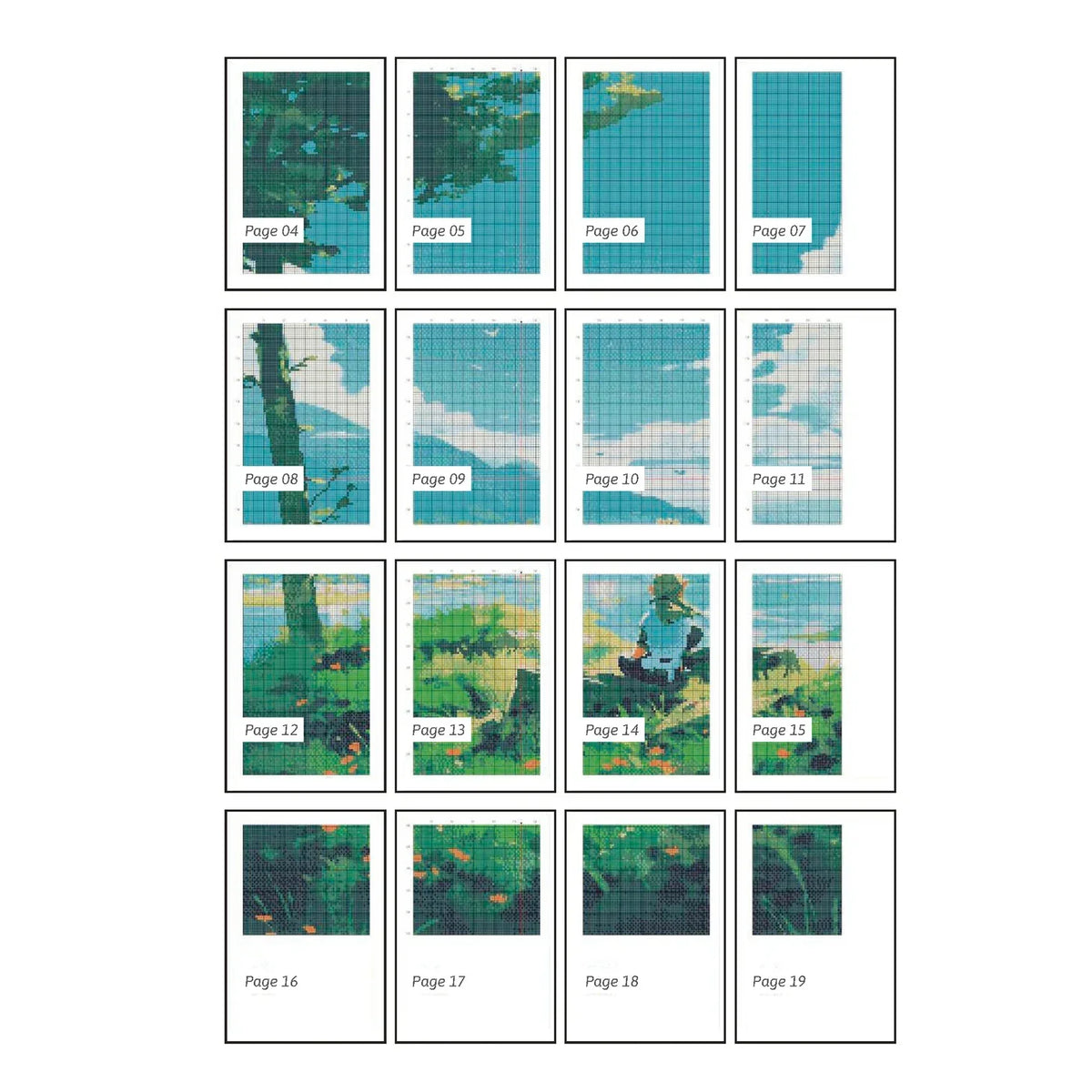 Zelda inspired Cross Stitch Pattern | BOTW TOTK Landscape Cross Stitch | Nature Patterns | Large Counted Cross Stitch PDF