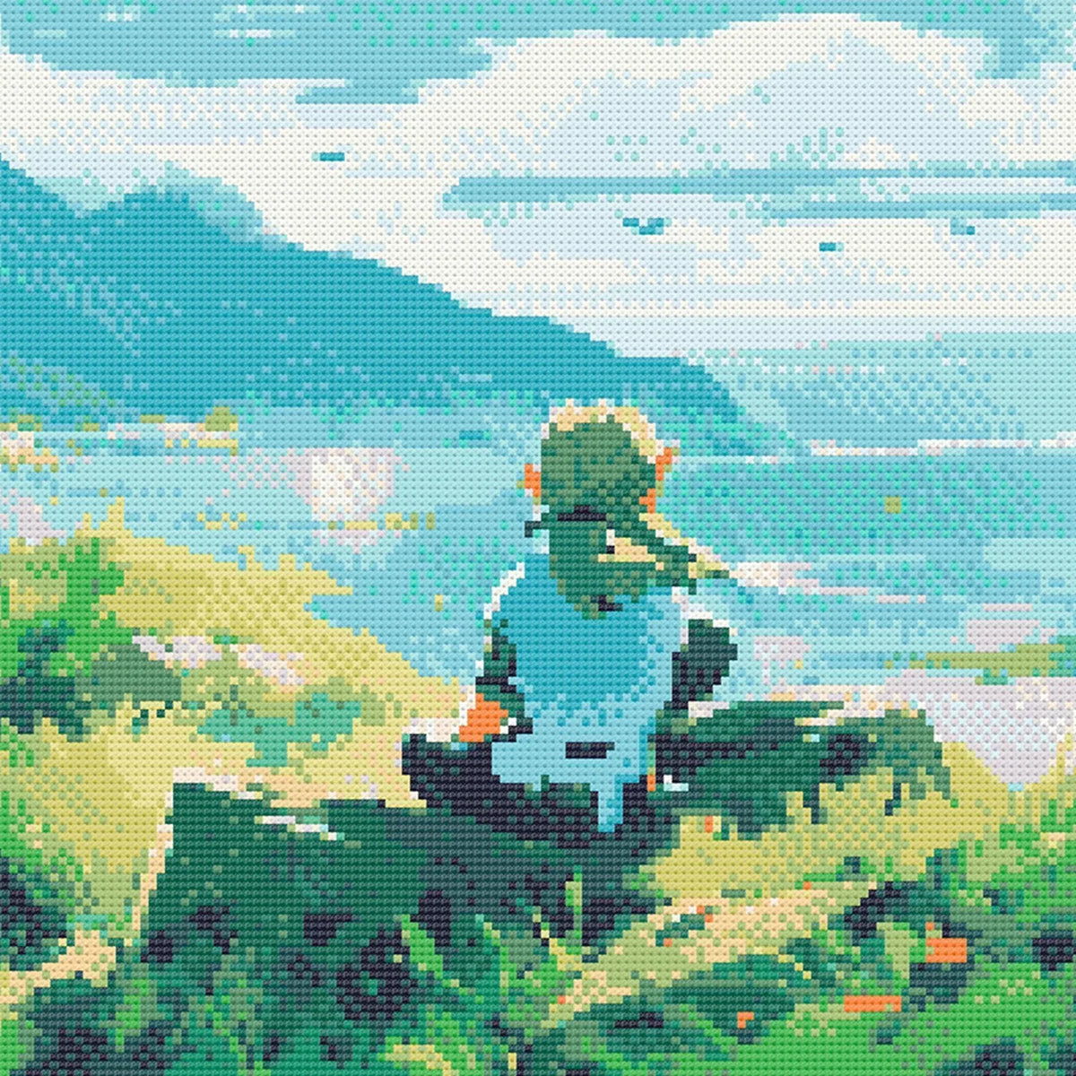 Zelda inspired Cross Stitch Pattern | BOTW TOTK Landscape Cross Stitch | Nature Patterns | Large Counted Cross Stitch PDF