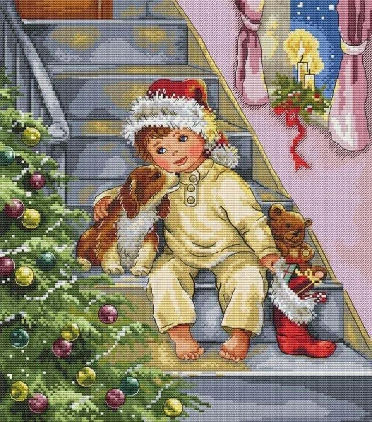 Boy and dog cross stitch pattern, boy and christmas tree cross stitch, christmas cross stitch, new year cross stitch, christmas gifts