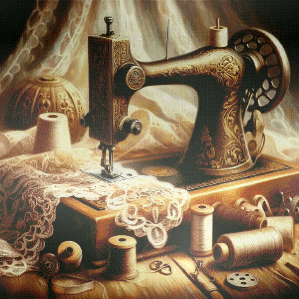 Vintage sewing machine #3, Counted Cross Stitch Pattern, Digital Pattern, Sewing room Pattern, Hand Embroidery, Needlepoint chart
