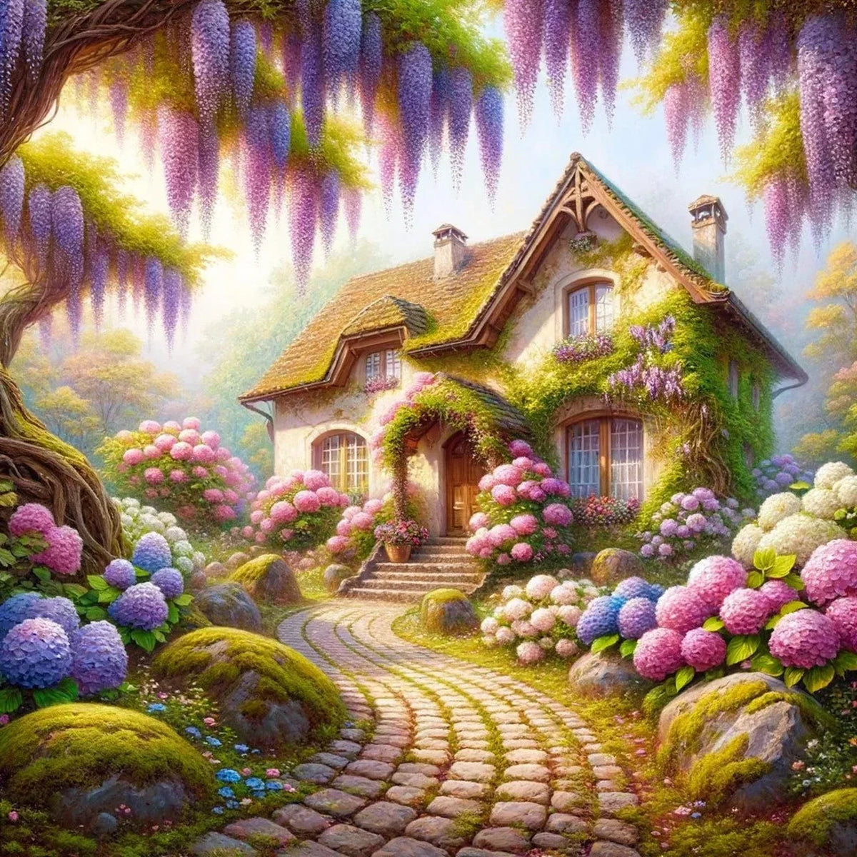 Cross Stitch Pattern Garden Cottage Full Coverage