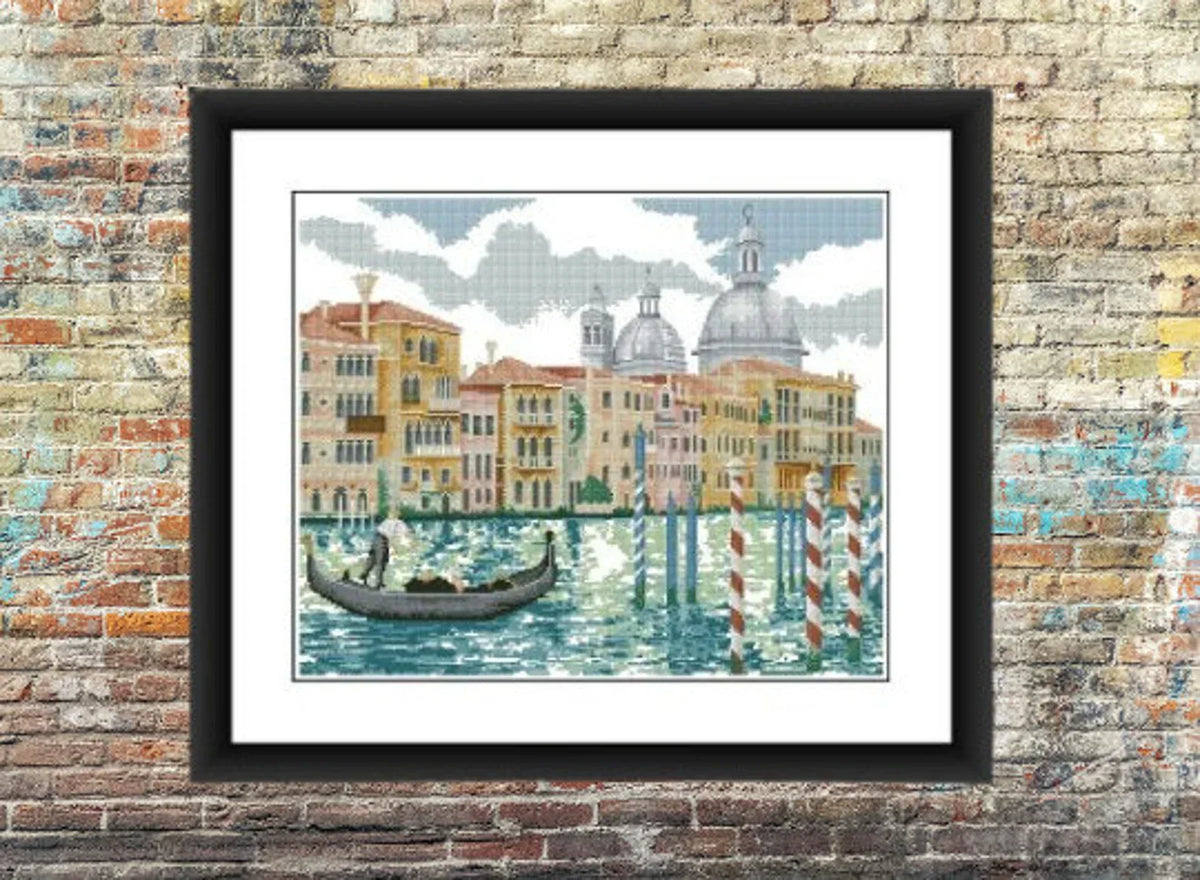Venice Counted cross stitch pattern İtalian Cityscape Digital cross stitch chart watercolor city cross stitch pattern needlepoint chart