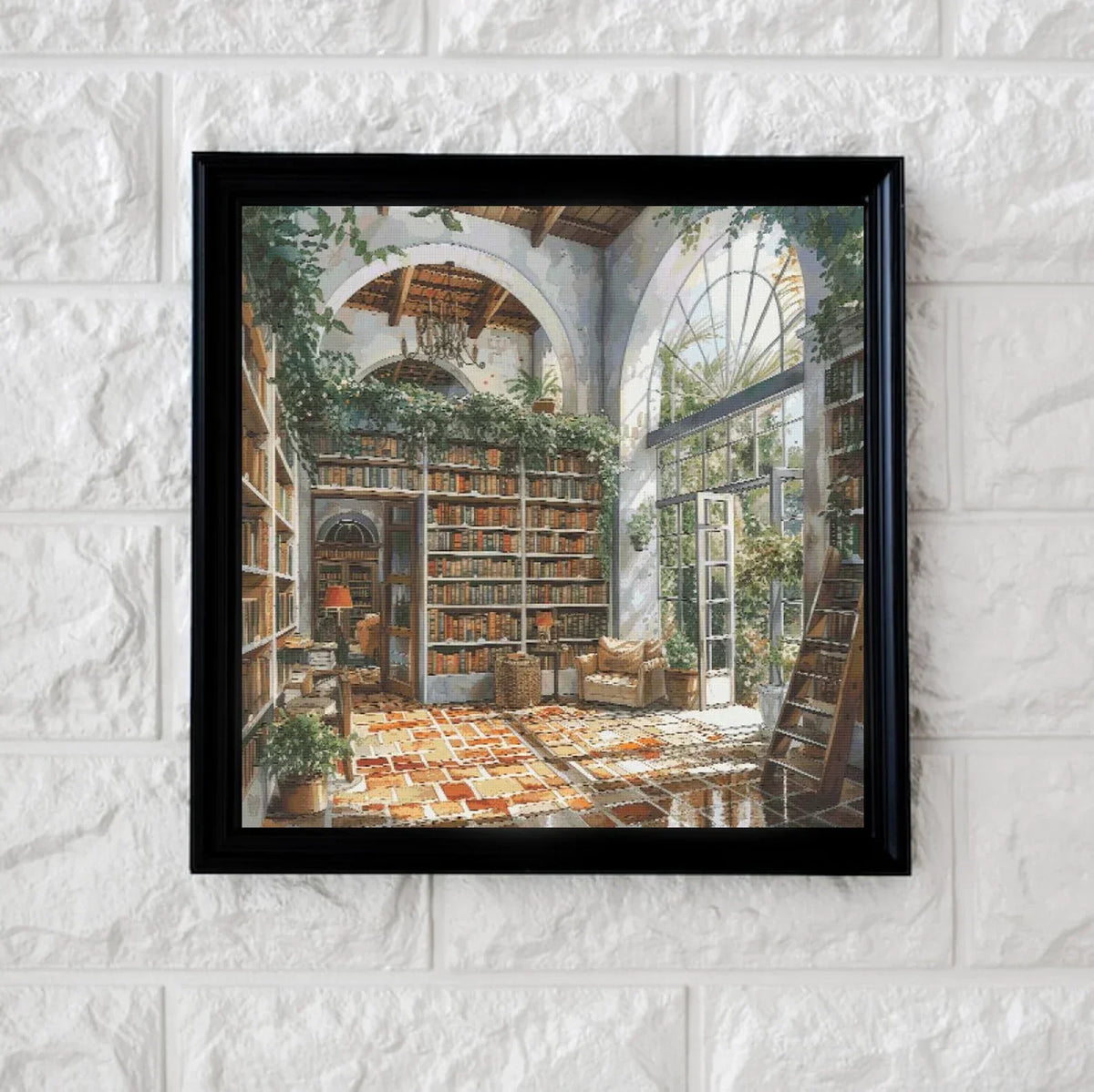 Green Library cross stitch pattern full coverage PDF