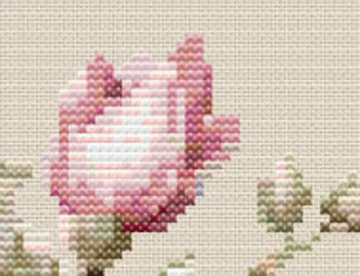 Pink roses bouquet cross stitch pattern PDF, flowers counted art, modern spring floral embroidery, nature design chart instant download