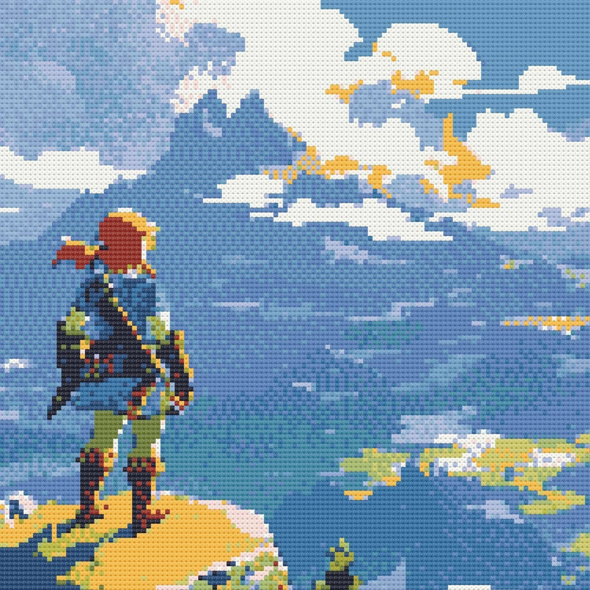 Zelda inspired Cross Stitch Pattern | BOTW Landscape Cross Stitch | Nature Patterns | Large Counted Cross Stitch PDF