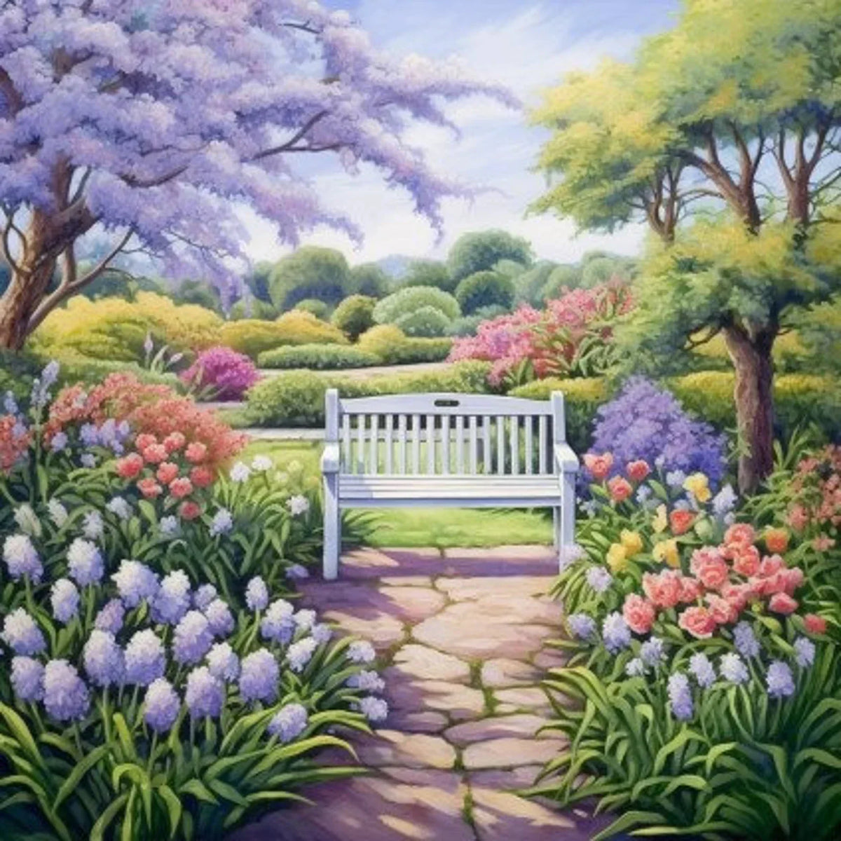 Cross Stitch Pattern Park Bench Full Coverage