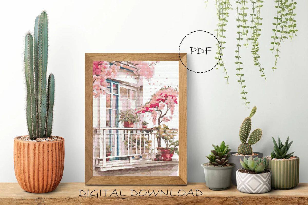 Plants Cross Stitch Pattern | Sakura Cross Stitch | Plants Embroidery Pattern | Boho Cross Stitch | Home Cross Stitch | Instant Download PDF