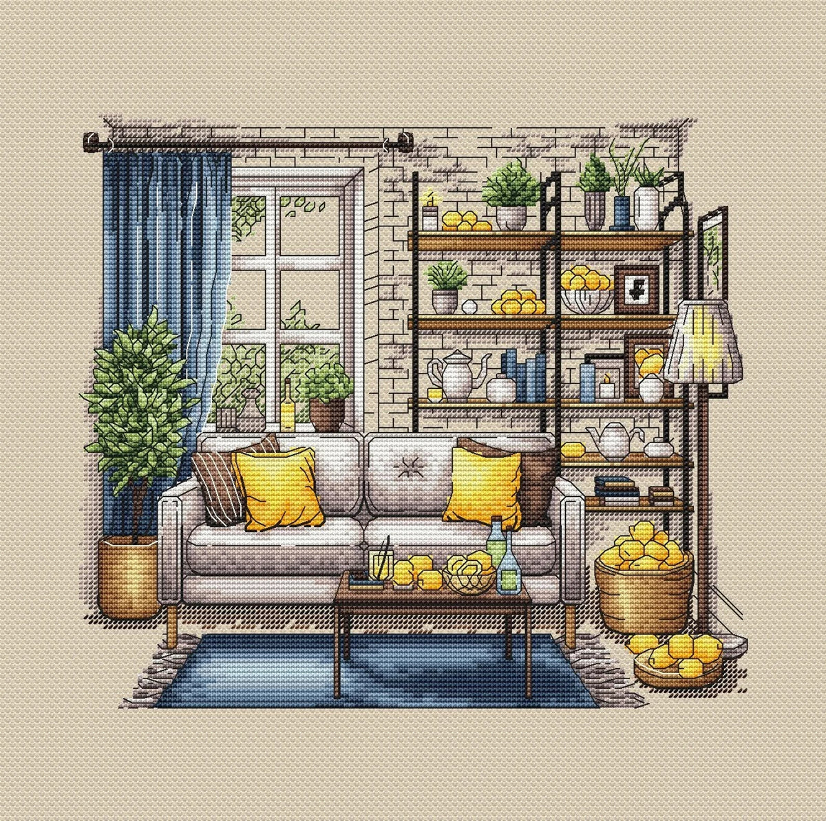 Cross Stitch Patterns, Lemons cross pattern, Interior embroidery, Decorative embroidery, Lemons room embroidery