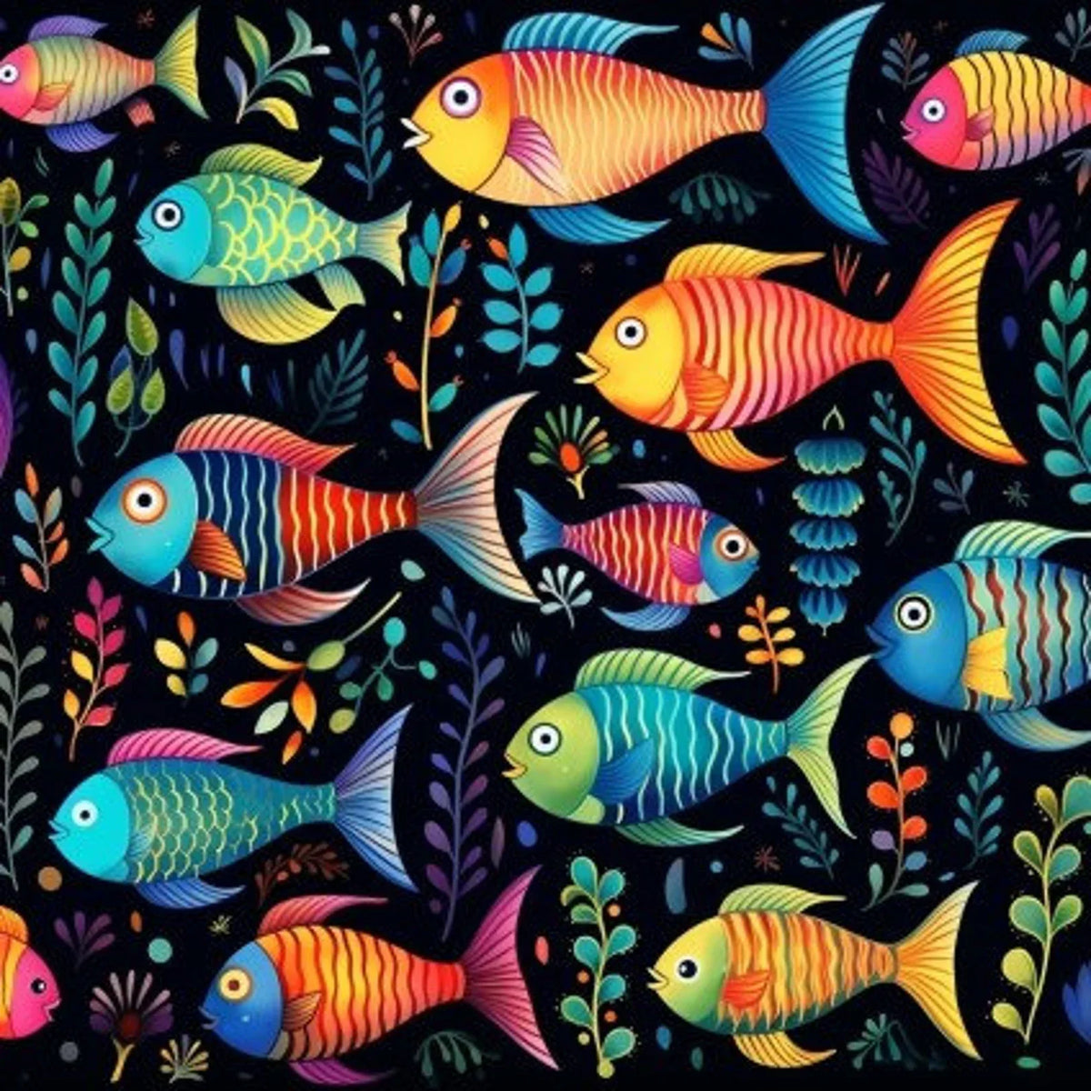 Cross Stitch Pattern School of Fish Full Coverage
