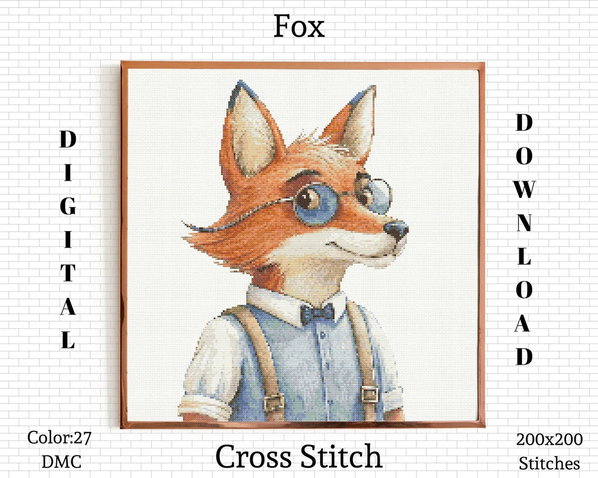 Fox Cross Stitch | Fox Cross Stitch Pattern | Baby Cross Stitch Kit | Fox Embroidery Design | Baby Embroidery Pattern