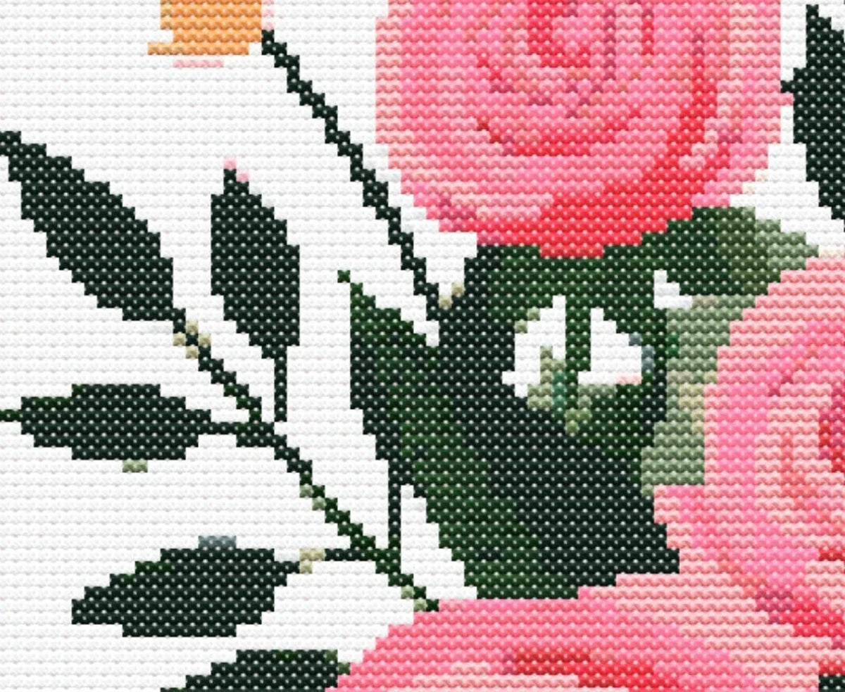 Bouquet of Flowers Cross Stitch Sewing Modern Embroidery Pattern DMC Bunch of Flowers Floral Wedding Artwork Gift Roses Wedding Anniversary