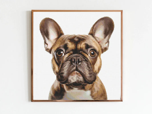 Brown Frenchie Cross Stitch Pattern Sewing Embroidery DMC Wildlife Africa Animal Nursery Artwork Scandi Doggo Dog Pet French Bulldog