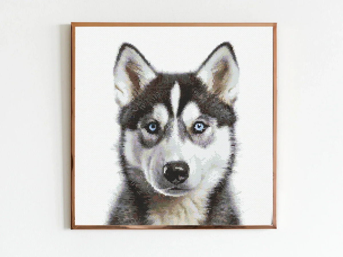 Husky Puppy Dog Cross Stitch Pattern Sewing Embroidery DMC Wildlife Africa Animal Nursery Artwork Scandi Doggo Minimal Dog Pet Gift