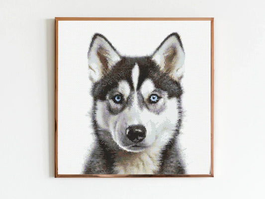 Husky Puppy Dog Cross Stitch Pattern Sewing Embroidery DMC Wildlife Africa Animal Nursery Artwork Scandi Doggo Minimal Dog Pet Gift