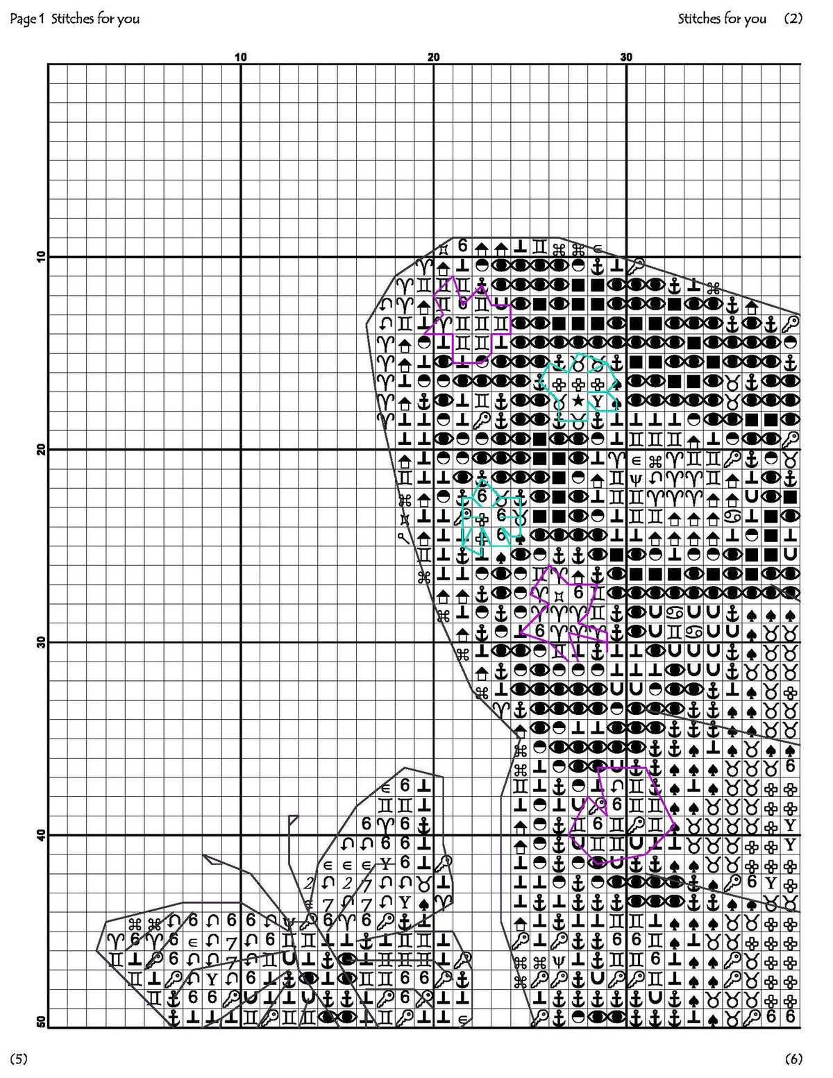 Purple Butterfly - Counted Cross Stitch Patterns - Printable Chart PDF Format Needlework Embroidery Crafts DIY DMC color