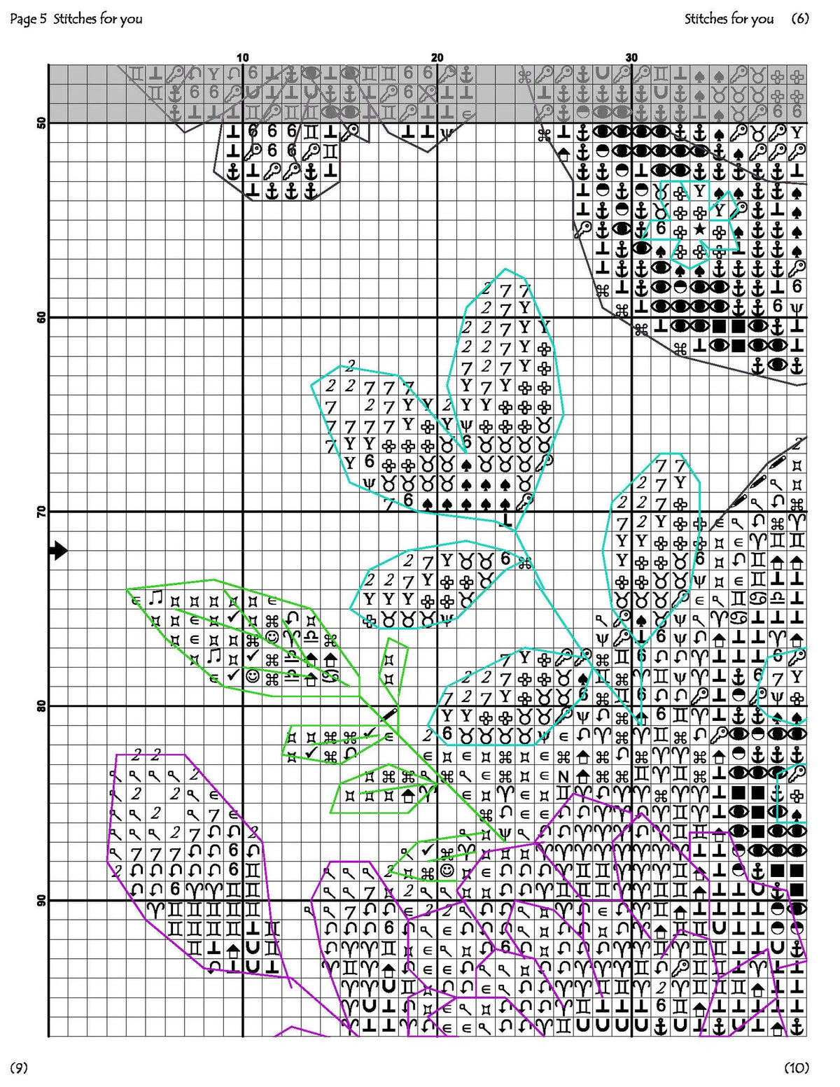 Purple Butterfly - Counted Cross Stitch Patterns - Printable Chart PDF Format Needlework Embroidery Crafts DIY DMC color