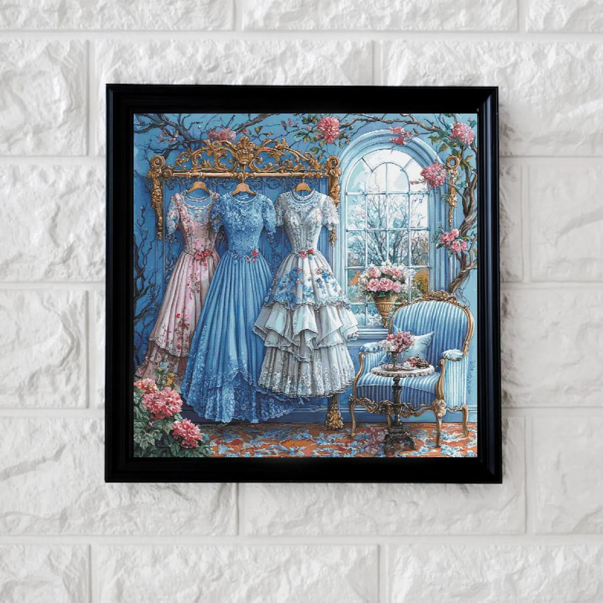 Pretty dresses cross stitch pattern full coverage PDF