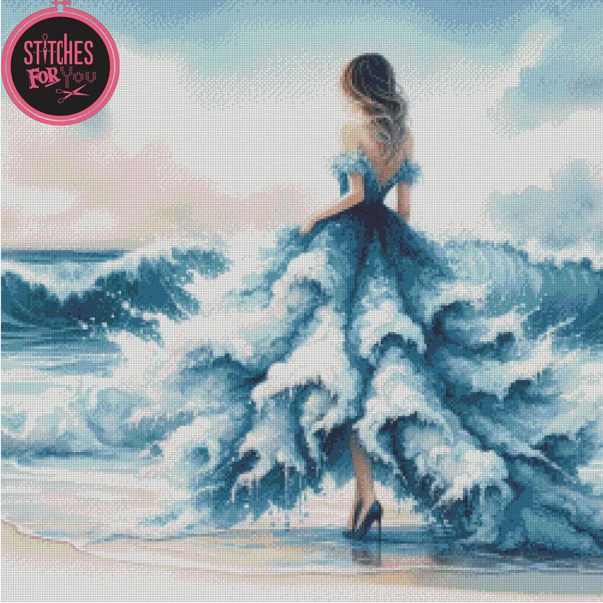 Ocean girl 3- Counted Cross Stitch Patterns - Printable Chart PDF Format Needlework Embroidery Crafts DIY DMC color