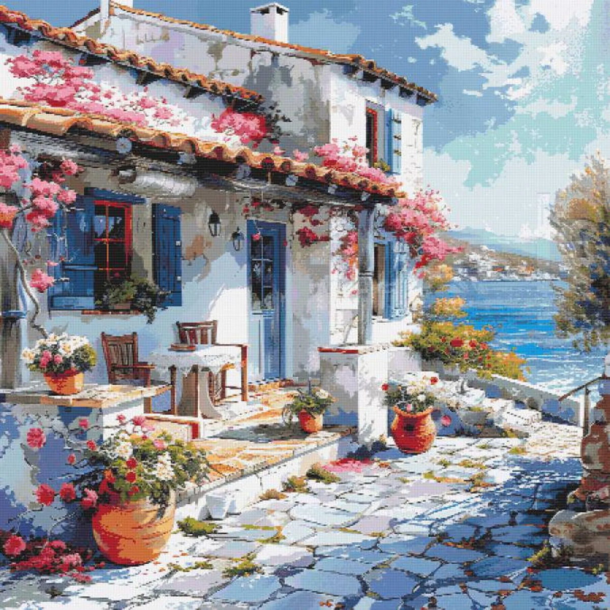 Greek holiday cross stitch pattern full coverage PDF