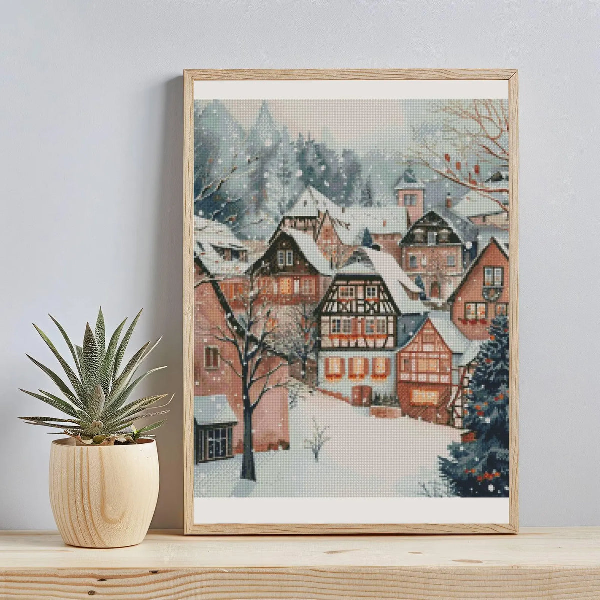 Cross Stitch Pattern,Bavaria In Winter,Old Town,X Stitch Chart,Snowy Landscape,Bavarian Village,German Village,Full Coverage,Old Town Houses