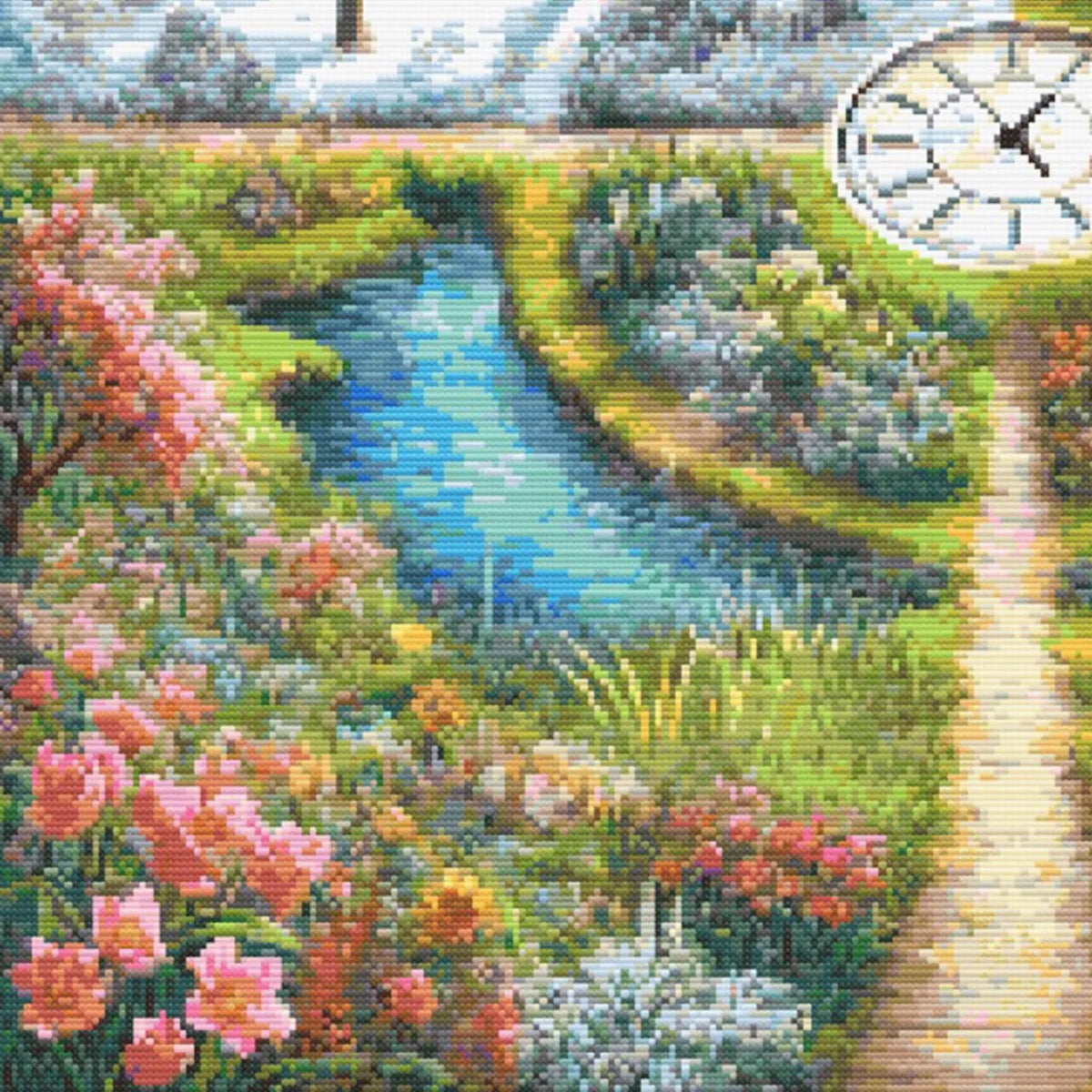 A Stitch in Time Cross Stitch Pattern - Seasonal Garden Landscape, Four Seasons Embroidery, Temperature Design, Digital PDF Download