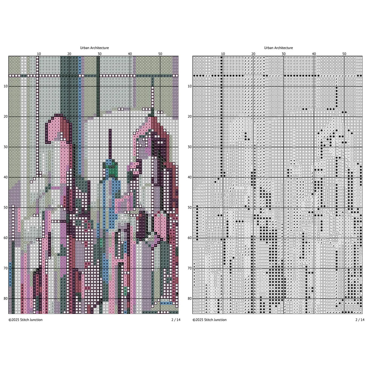 Art Deco City Cross Stitch Pattern – Modern Geometric Skyline, Urban Architecture Embroidery, Digital PDF Download.