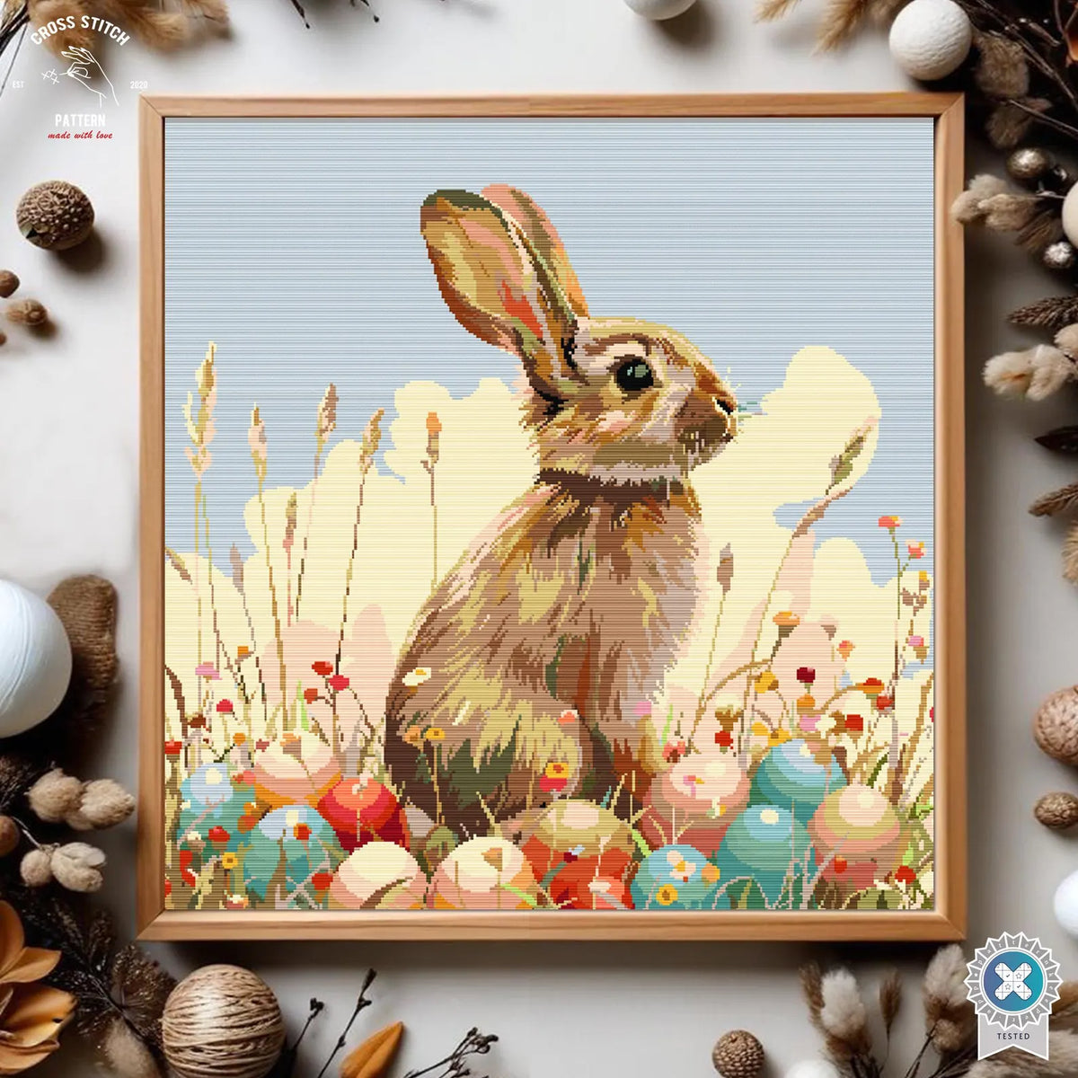 Easter Bunny Cross Stitch Pattern Easter basket embroidery Easter eggs Embroidery Cute Rabbit Easter Decoration cross stitch Easter sunday