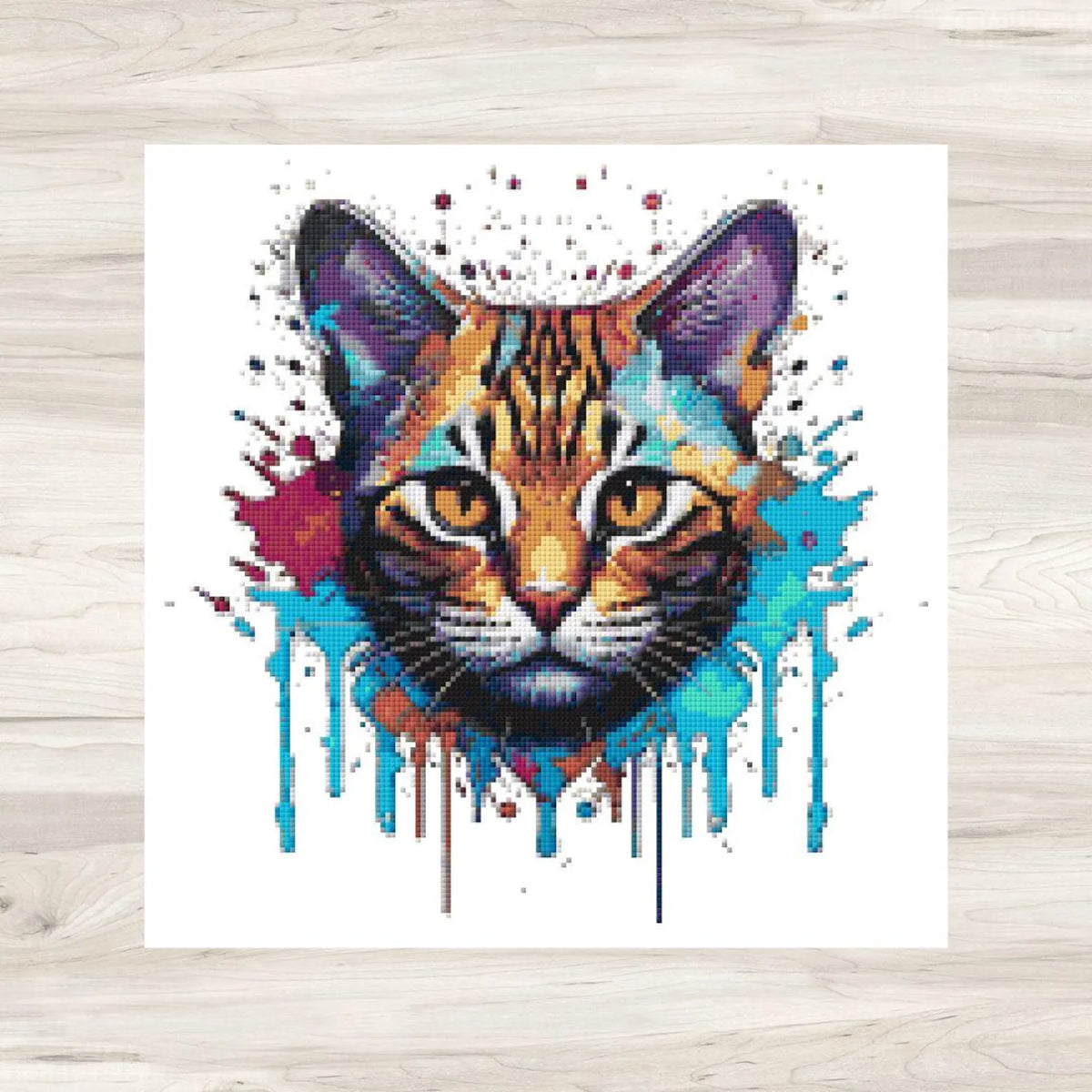 Cross Stitch Pattern: Splatter Cat Art Motif 1 - PDF Instant Download