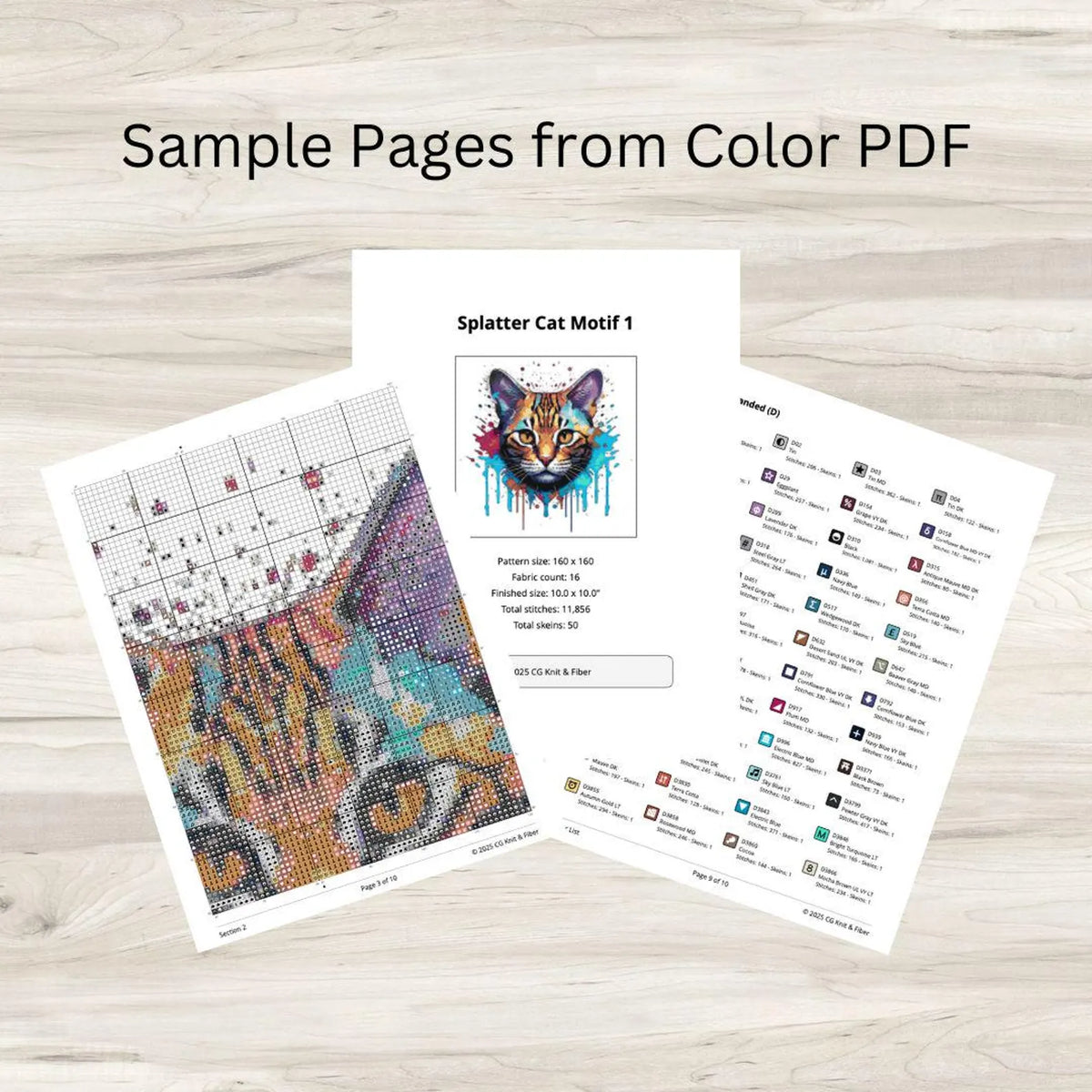 Cross Stitch Pattern: Splatter Cat Art Motif 1 - PDF Instant Download