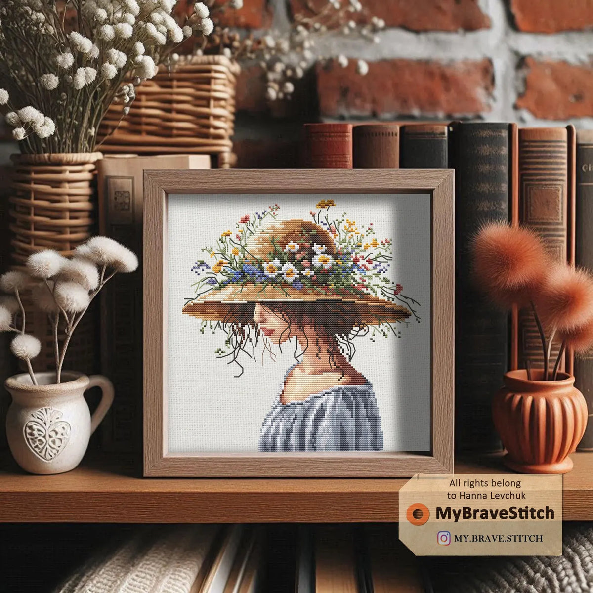 Girl in a hat Cross Stitch, Cross Stitch Pattern, Girl cross stitch, punto de cruz, point de croix, count cross stitch pattern