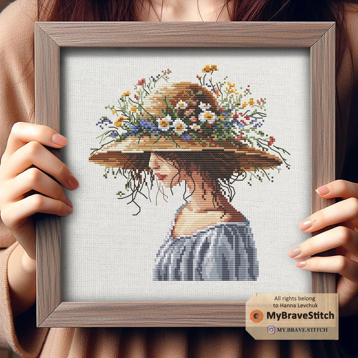 Girl in a hat Cross Stitch, Cross Stitch Pattern, Girl cross stitch, punto de cruz, point de croix, count cross stitch pattern