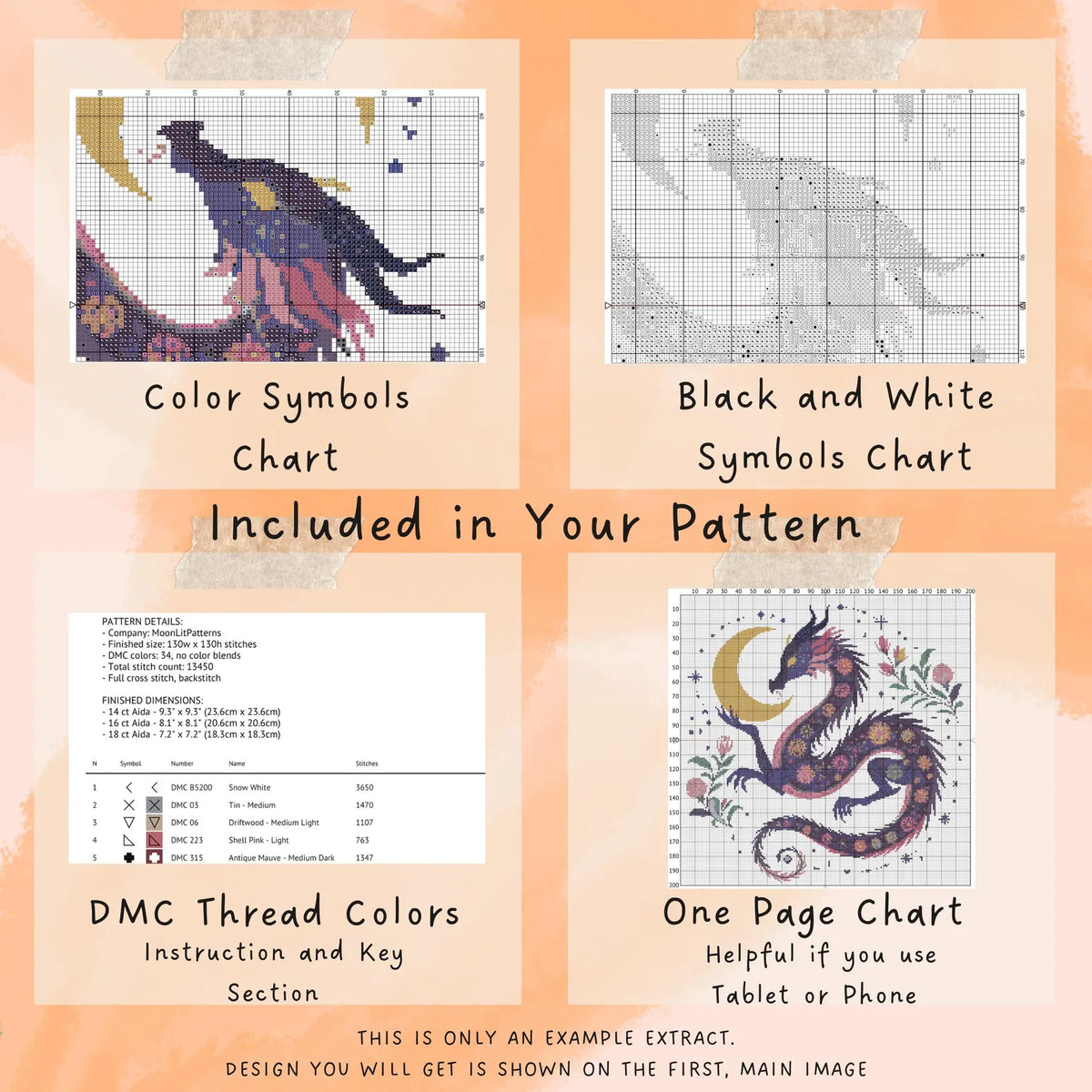 Whimsical Dragon in Teacup Cross Stitch Pattern Fantasy Floral Dragon Embroidery Design Mythical Cute Baby Dragon Sleeping Cross Stitch PDF