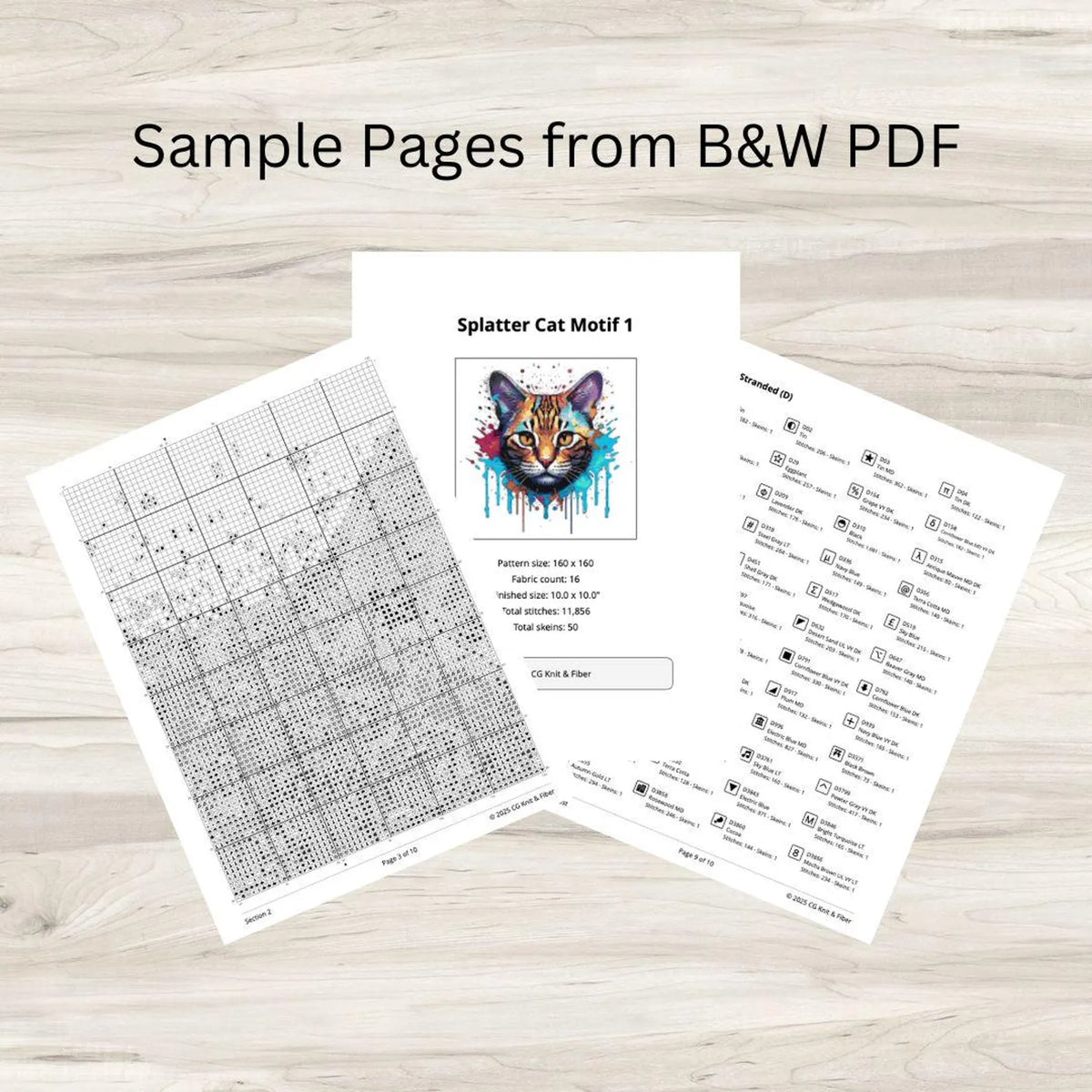 Cross Stitch Pattern: Splatter Cat Art Motif 1 - PDF Instant Download