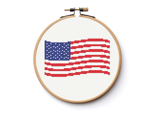 Small American Flag Cross Stitch Sewing Embroidery Pattern Classic Art Needlework Embroidery Cottagecore 4th July Patriot Veterans Day