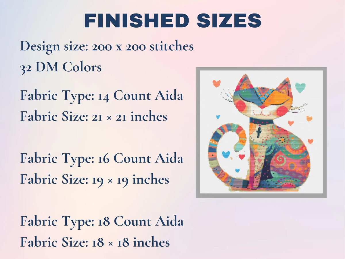 Cat Cross Stitch Pattern PDF, Quirky Cat, Cute Cat Pattern, Cat Lover Gift Pattern, Instant Download, X Cross Stitch Pattern, Stitch Cats
