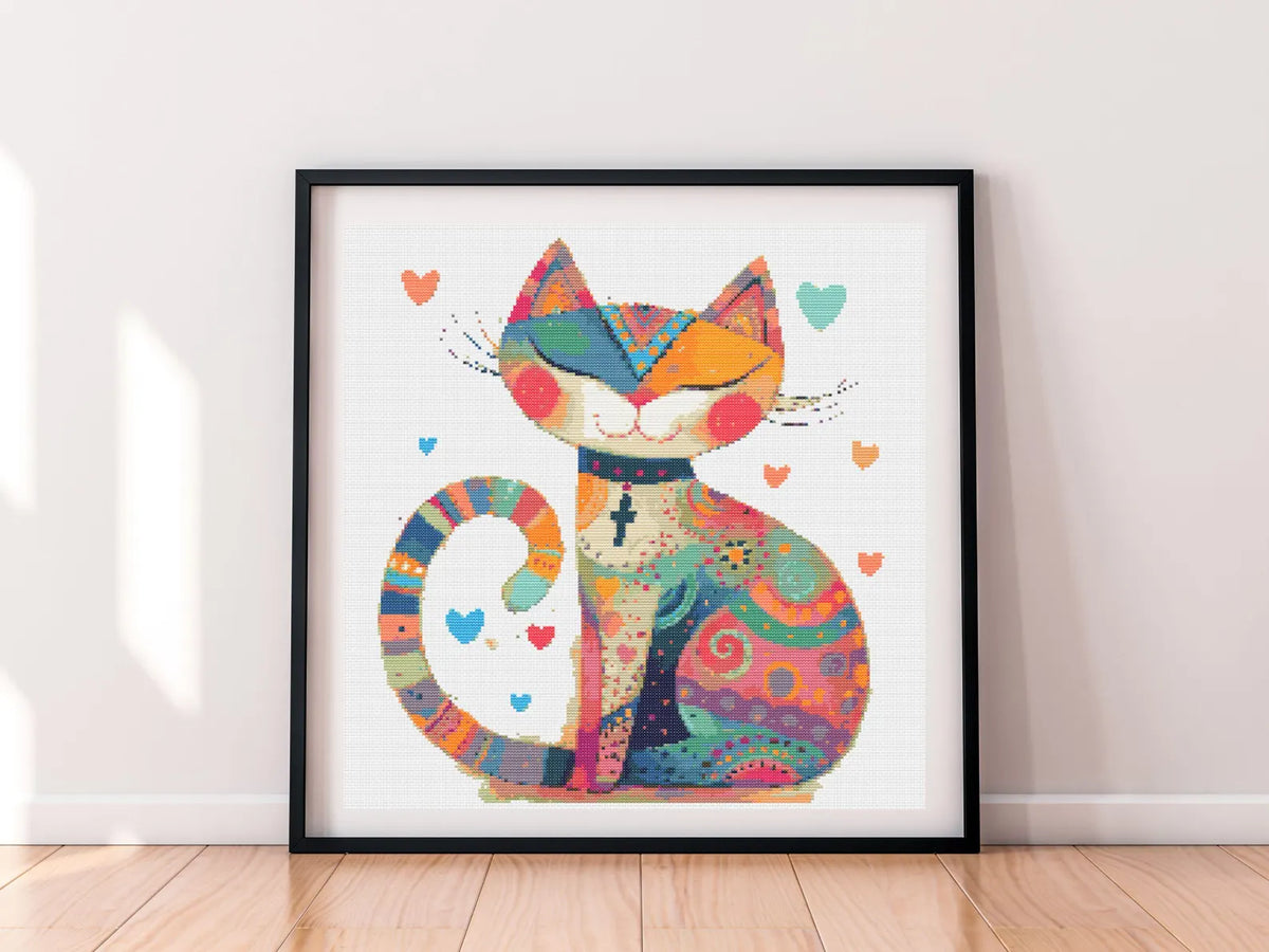 Cat Cross Stitch Pattern PDF, Quirky Cat, Cute Cat Pattern, Cat Lover Gift Pattern, Instant Download, X Cross Stitch Pattern, Stitch Cats