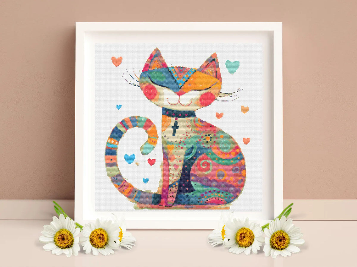 Cat Cross Stitch Pattern PDF, Quirky Cat, Cute Cat Pattern, Cat Lover Gift Pattern, Instant Download, X Cross Stitch Pattern, Stitch Cats