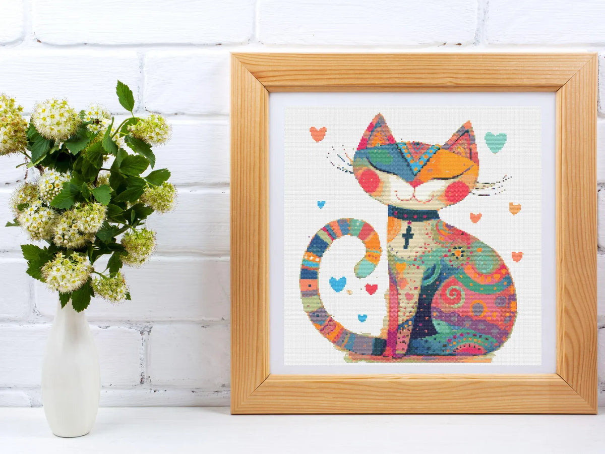 Cat Cross Stitch Pattern PDF, Quirky Cat, Cute Cat Pattern, Cat Lover Gift Pattern, Instant Download, X Cross Stitch Pattern, Stitch Cats