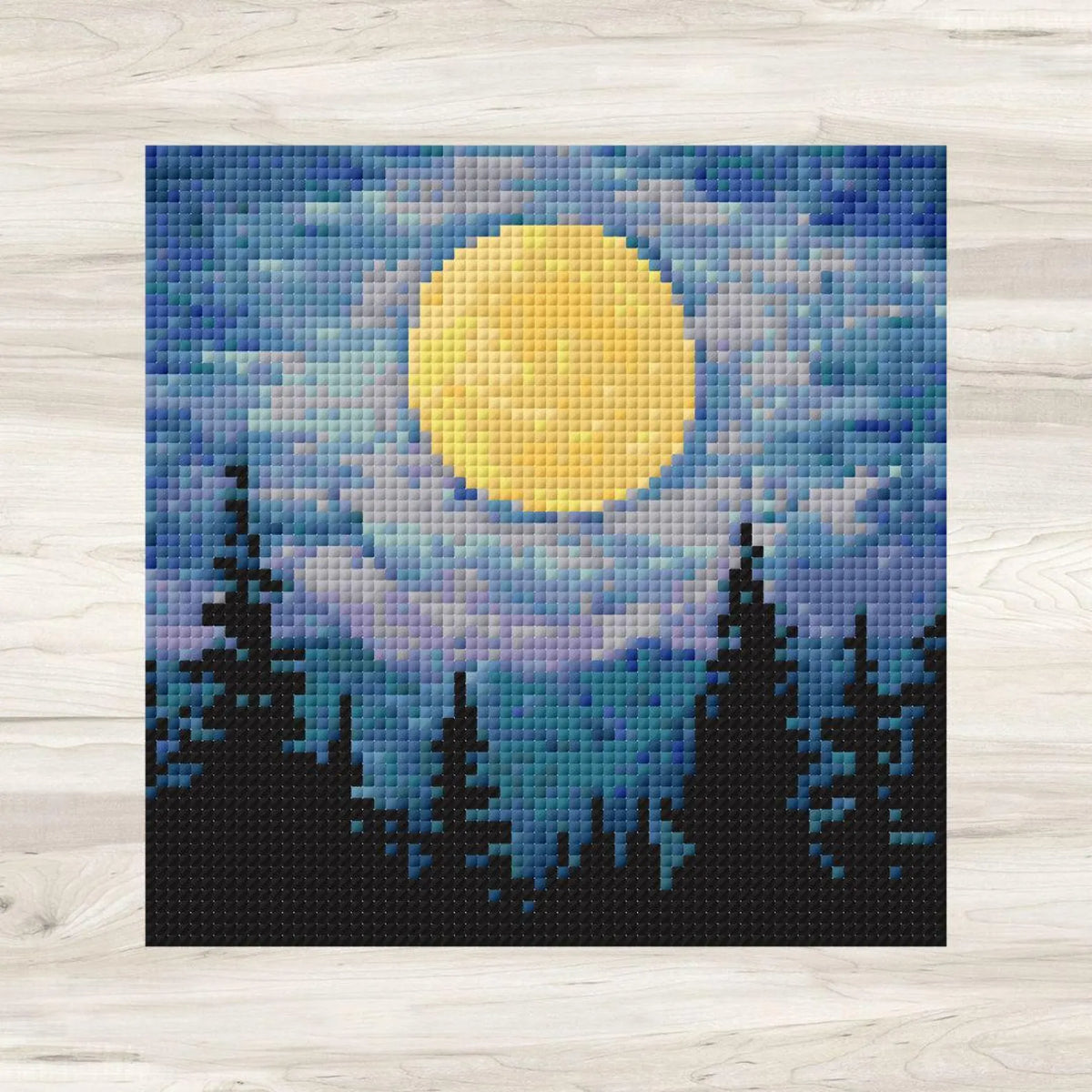 Cross Stitch Pattern: Forest and Moon Landscape Mini Masterpiece - PDF Instant Download