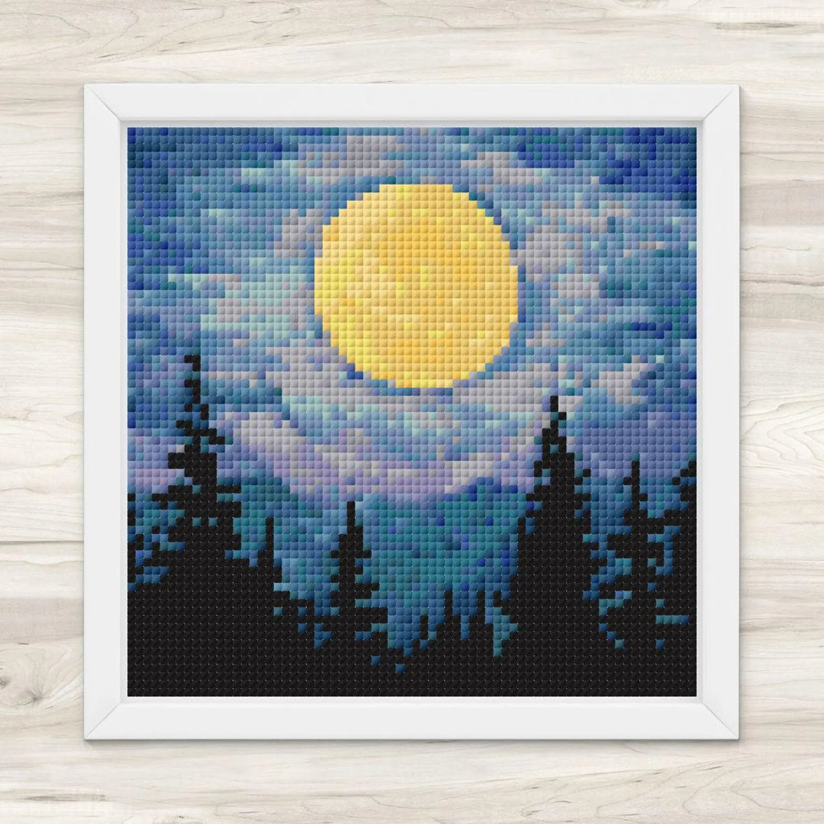 Cross Stitch Pattern: Forest and Moon Landscape Mini Masterpiece - PDF Instant Download