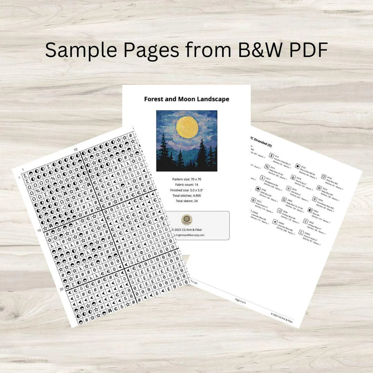 Cross Stitch Pattern: Forest and Moon Landscape Mini Masterpiece - PDF Instant Download