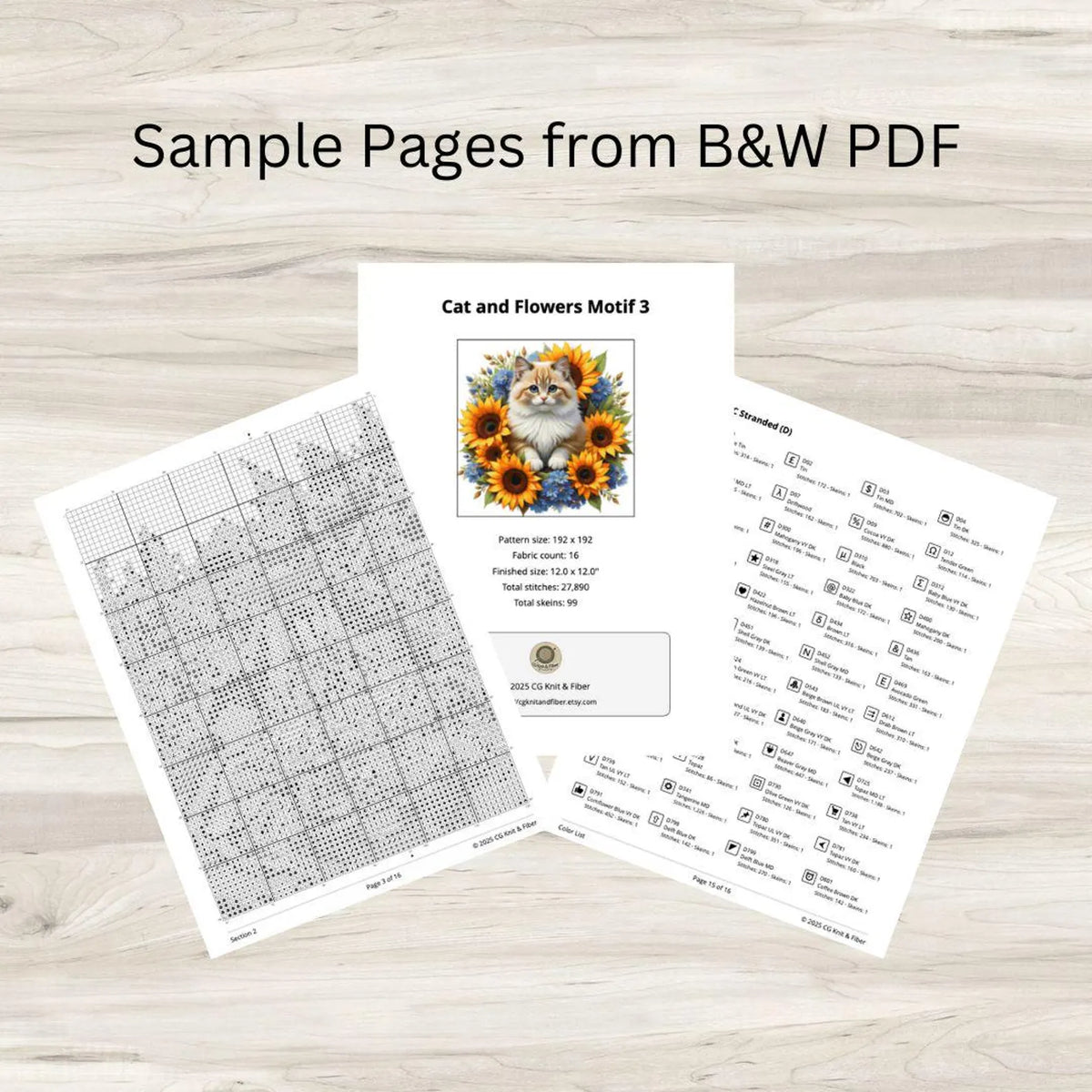 Fluffy Cat and Sunflowers Cross Stitch Pattern PDF – Floral Feline Embroidery Chart – Romantic Cat Lover Needlepoint Design